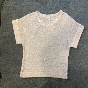 WD•NY Women's Sequence SPARKLY SweatER Top Pale Pink. Size Medium BNWT